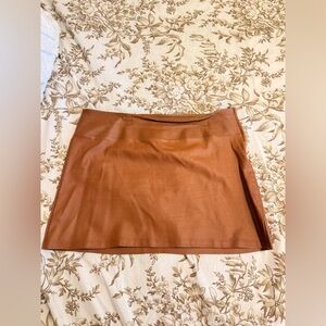 Women's Faux Leather Mini Skirt in Warm Brown